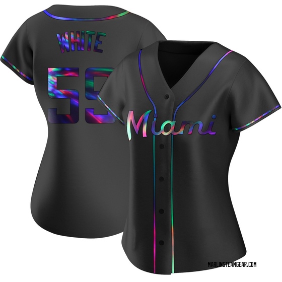 Women's Miami Marlins Joshua White Black Holographic Alternate Jersey - Replica