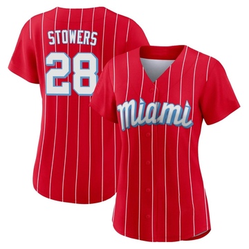 Women's Miami Marlins Kyle Stowers Red 2021 City Connect Jersey - Replica