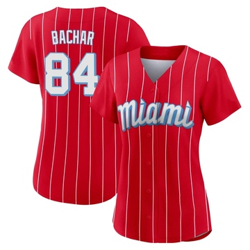 Women's Miami Marlins Lake Bachar Red 2021 City Connect Jersey - Authentic