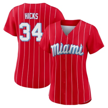 Women's Miami Marlins Liam Hicks Red 2021 City Connect Jersey - Authentic
