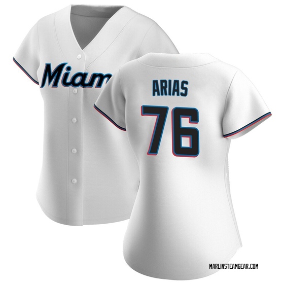 Women's Miami Marlins Luarbert Arias White Home Jersey - Replica
