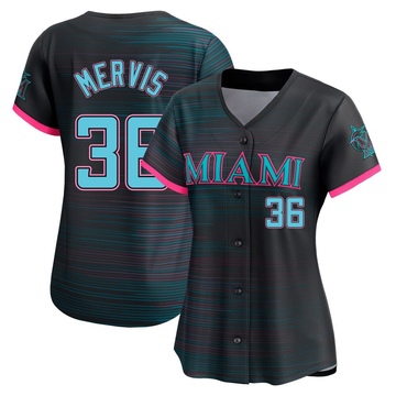 Women's Miami Marlins Matt Mervis Black 2025 City Connect Jersey - Limited