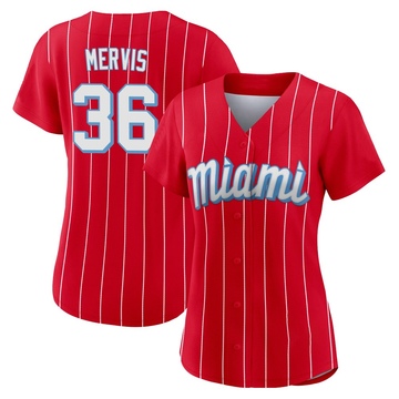 Women's Miami Marlins Matt Mervis Red 2021 City Connect Jersey - Authentic