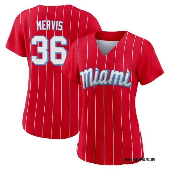 Women's Miami Marlins Matt Mervis Red 2021 City Connect Jersey - Replica