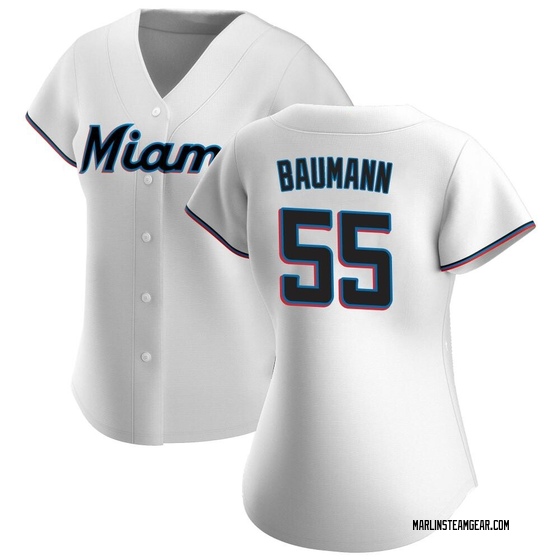 Women's Miami Marlins Mike Baumann White Home Jersey - Authentic