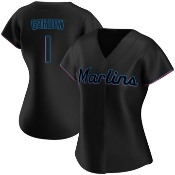 Women's Miami Marlins Nick Gordon Black Alternate Jersey - Authentic