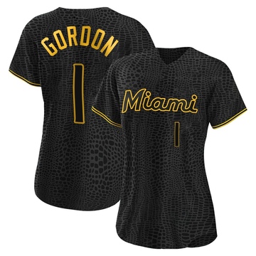 Women's Miami Marlins Nick Gordon Black Snake Skin City Jersey - Authentic
