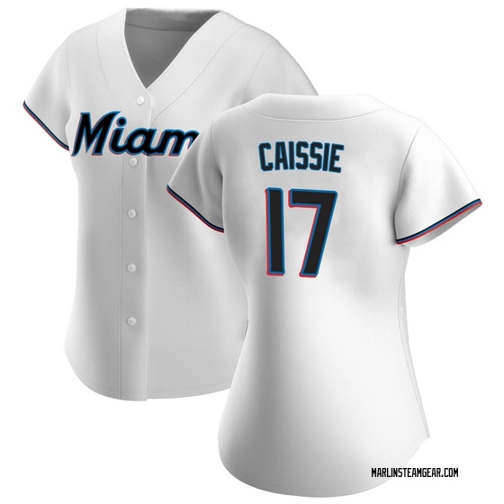 Women's Miami Marlins Owen Caissie White Home Jersey - Replica