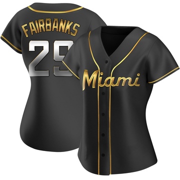 Women's Miami Marlins Pete Fairbanks Black Golden Alternate Jersey - Replica