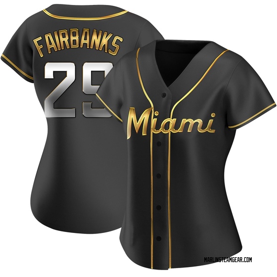 Women's Miami Marlins Pete Fairbanks Black Golden Alternate Jersey - Replica