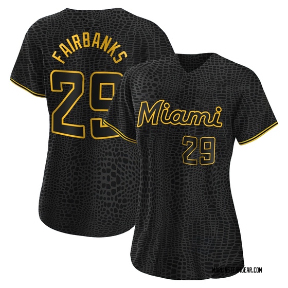 Women's Miami Marlins Pete Fairbanks Black Snake Skin City Jersey - Authentic