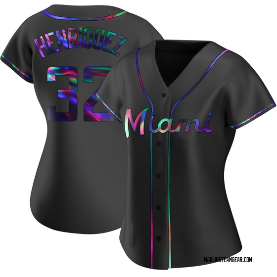 Women's Miami Marlins Ronny Henriquez Black Holographic Alternate Jersey - Replica