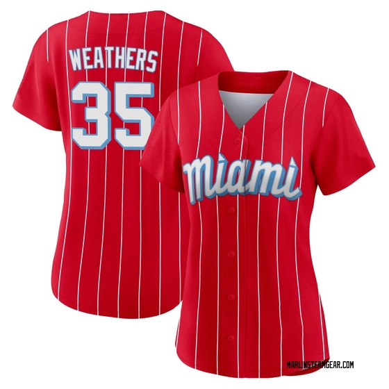Women's Miami Marlins Ryan Weathers Red 2021 City Connect Jersey - Replica