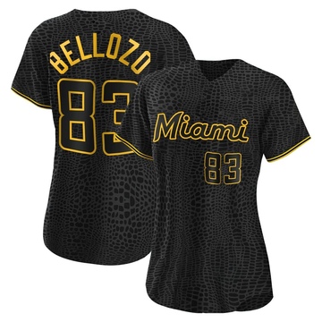 Women's Miami Marlins Valente Bellozo Black Snake Skin City Jersey - Authentic