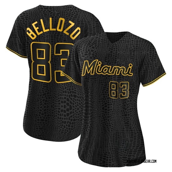 Women's Miami Marlins Valente Bellozo Black Snake Skin City Jersey - Authentic