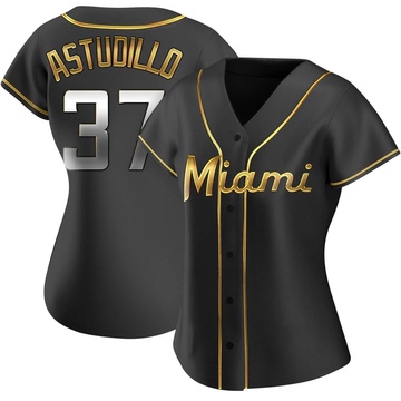 Women's Miami Marlins Willians Astudillo Black Golden Alternate Jersey - Replica