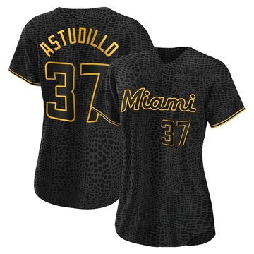 Women's Miami Marlins Willians Astudillo Black Snake Skin City Jersey - Replica