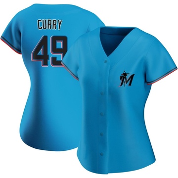 Women's Miami Marlins Xzavion Curry Blue Alternate Jersey - Replica