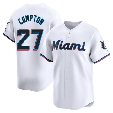 Youth Miami Marlins Brandon Compton White Home Jersey - Limited