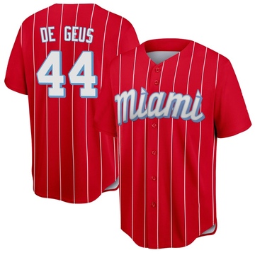 Youth Miami Marlins Brett de Geus Red 2021 City Connect Jersey - Replica