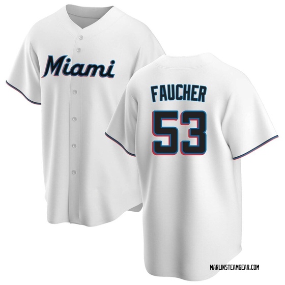 Youth Miami Marlins Calvin Faucher White Home Jersey - Replica