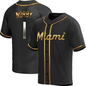 Youth Miami Marlins Connor Norby Black Golden Alternate Jersey - Replica