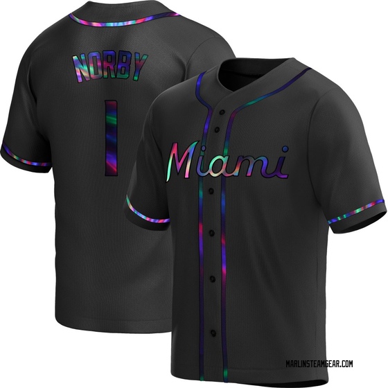 Youth Miami Marlins Connor Norby Black Holographic Alternate Jersey - Replica