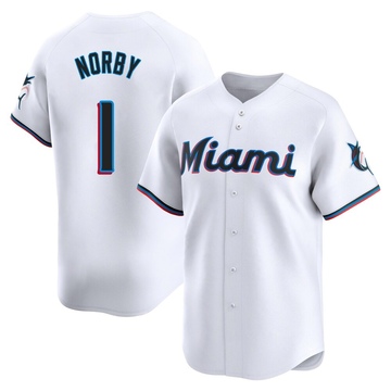Youth Miami Marlins Connor Norby White Home Jersey - Limited
