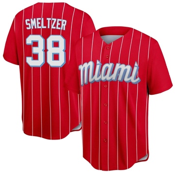 Youth Miami Marlins Devin Smeltzer Red 2021 City Connect Jersey - Replica