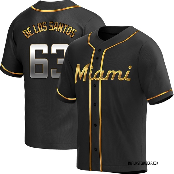 Youth Miami Marlins Deyvison De Los Santos Black Golden Alternate Jersey - Replica