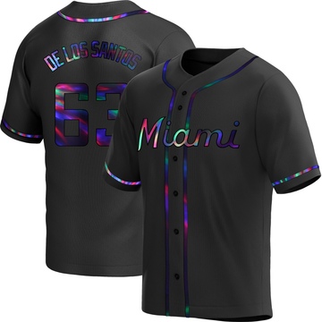 Youth Miami Marlins Deyvison De Los Santos Black Holographic Alternate Jersey - Replica