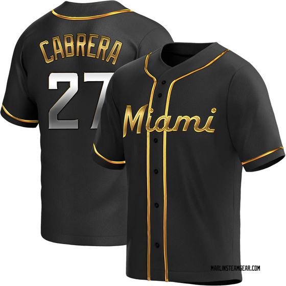 Youth Miami Marlins Edward Cabrera Black Golden Alternate Jersey - Replica