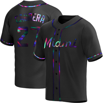 Youth Miami Marlins Edward Cabrera Black Holographic Alternate Jersey - Replica