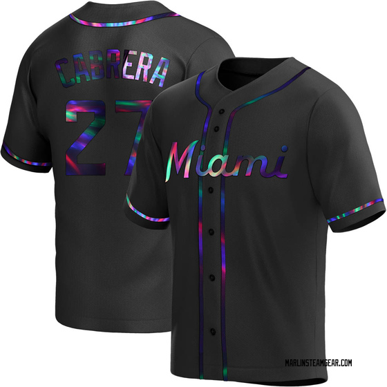 Youth Miami Marlins Edward Cabrera Black Holographic Alternate Jersey - Replica