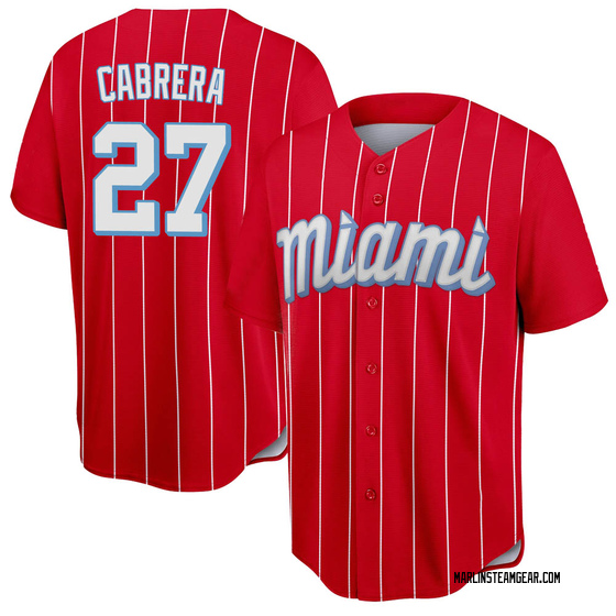 Youth Miami Marlins Edward Cabrera Red 2021 City Connect Jersey - Replica