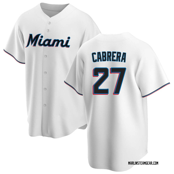 Youth Miami Marlins Edward Cabrera White Home Jersey - Replica
