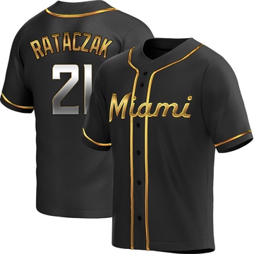 Youth Miami Marlins Eric Rataczak Black Golden Alternate Jersey - Replica