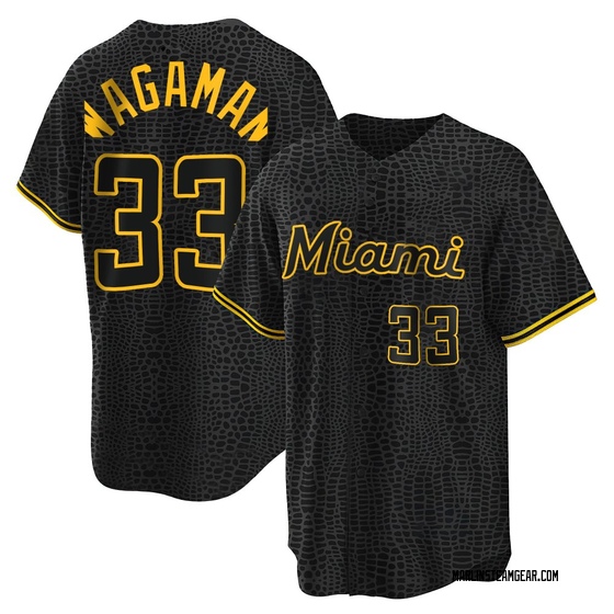 Youth Miami Marlins Eric Wagaman Black Snake Skin City Jersey - Replica