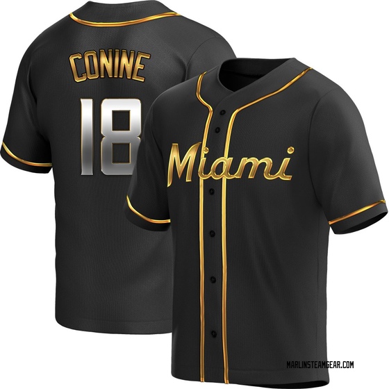 Youth Miami Marlins Griffin Conine Black Golden Alternate Jersey - Replica