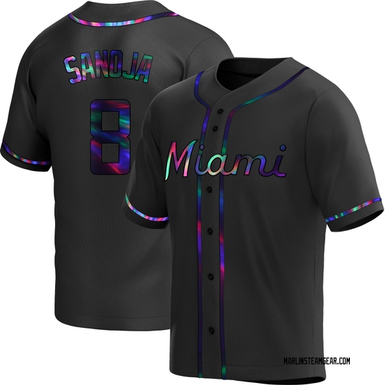 Youth Miami Marlins Javier Sanoja Black Holographic Alternate Jersey - Replica