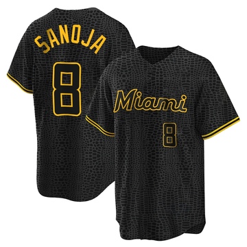 Youth Miami Marlins Javier Sanoja Black Snake Skin City Jersey - Replica
