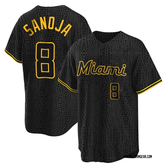 Youth Miami Marlins Javier Sanoja Black Snake Skin City Jersey - Replica
