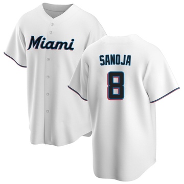Youth Miami Marlins Javier Sanoja White Home Jersey - Replica