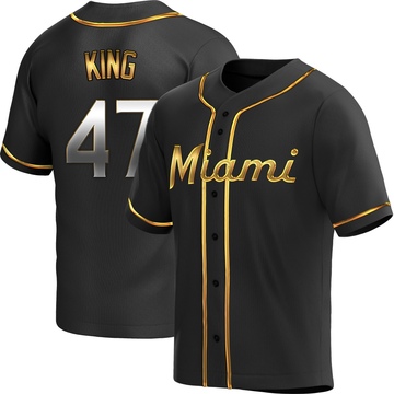 Youth Miami Marlins John King Black Golden Alternate Jersey - Replica