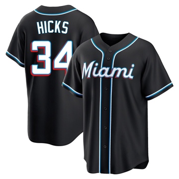 Youth Miami Marlins Liam Hicks Black Fashion Out Jersey - Replica