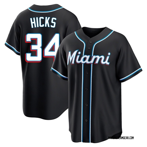 Youth Miami Marlins Liam Hicks Black Fashion Out Jersey - Replica