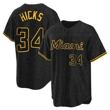 Youth Miami Marlins Liam Hicks Black Snake Skin City Jersey - Replica
