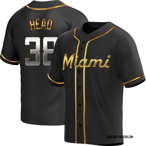 Youth Miami Marlins Louis Head Black Golden Alternate Jersey - Replica