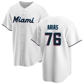 Youth Miami Marlins Luarbert Arias White Home Jersey - Replica