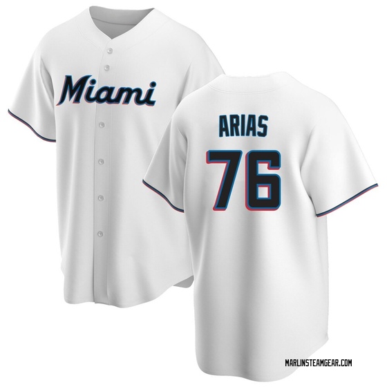 Youth Miami Marlins Luarbert Arias White Home Jersey - Replica